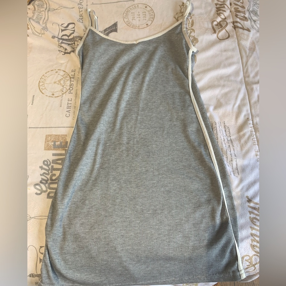 Gray mini dress.